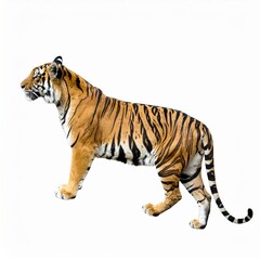 Fototapeta premium Wild tiger over white background