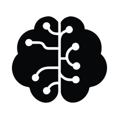 Artificial intelligence brain concept minimalist black and white symbol technology vector