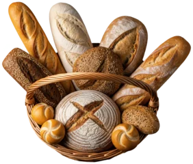 Fototapete bread in a basket, baked food on transparent background, healthy bakery © Alessandro
