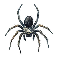 Watercolor Spider with Detailed Body and Spiky Legs Upward Antennae