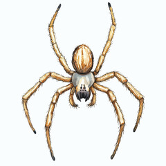 Watercolor Spider with Detailed Legs and Distinctive Body Markings