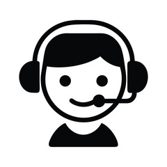 Customer service representative support icon black and white illustration vector