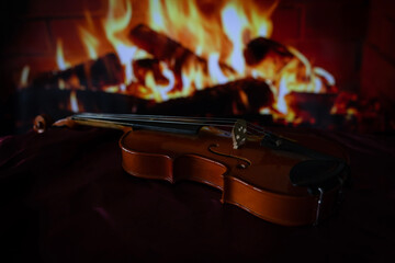 violin with fire