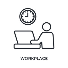 Workplace Icon Outline Style. Vector Illustration For Graphic Design