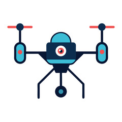 Cute blue drone illustration flat design vector isolated on white background
