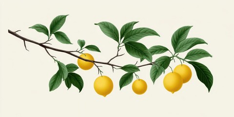 Hand-Drawn Lemon Tree with Foliage