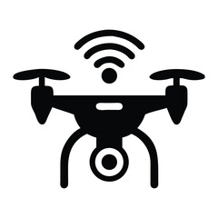 Drone vector illustration for aerial photography and wireless connectivity icon design