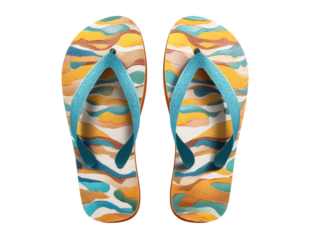 Colorful beach sandals for summer relaxation and fun, cut out transparent 