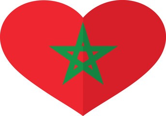 Red star heart shape glossy 3D circle button with national Morocco flag design vector illustration