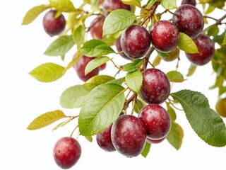 Isolated Plum Tree Bearing Fruit