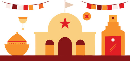 Set of vector icons: architectural city landmarks for travel and tourism