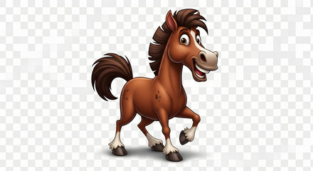 Cute cartoon brown horse with a friendly smile