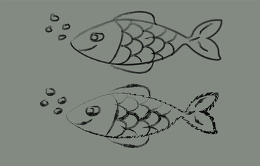 fish ,Sea animals, isolated on white. Vector illustration