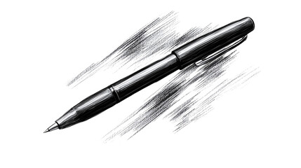 Detailed hand-drawn sketch with ink effects, focused on branding template. Isolated on white background 