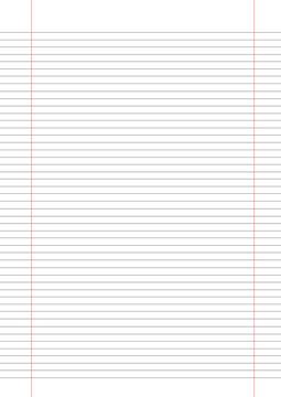 papel de caderno A4 com margem dupla e linha preta