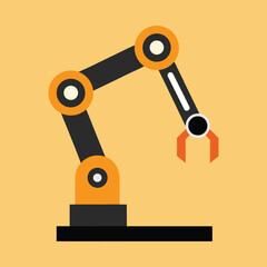 Robotic arm vector illustration industrial automation technology concept on yellow background