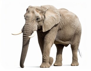 Fototapeta premium Wild elephant over white background