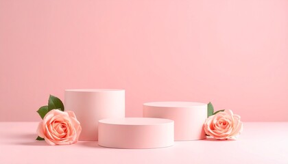 ose Flower in Studio Light with Pink Background 