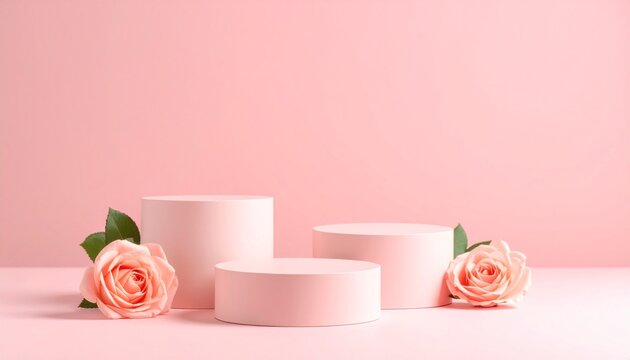 ose Flower in Studio Light with Pink Background 