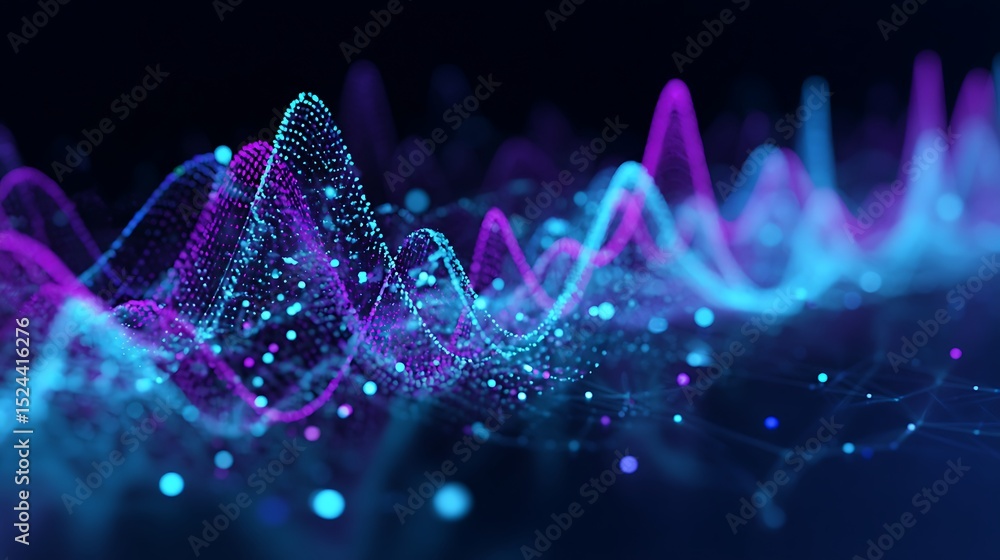 Aufkleber abstract data wave with glowing particles