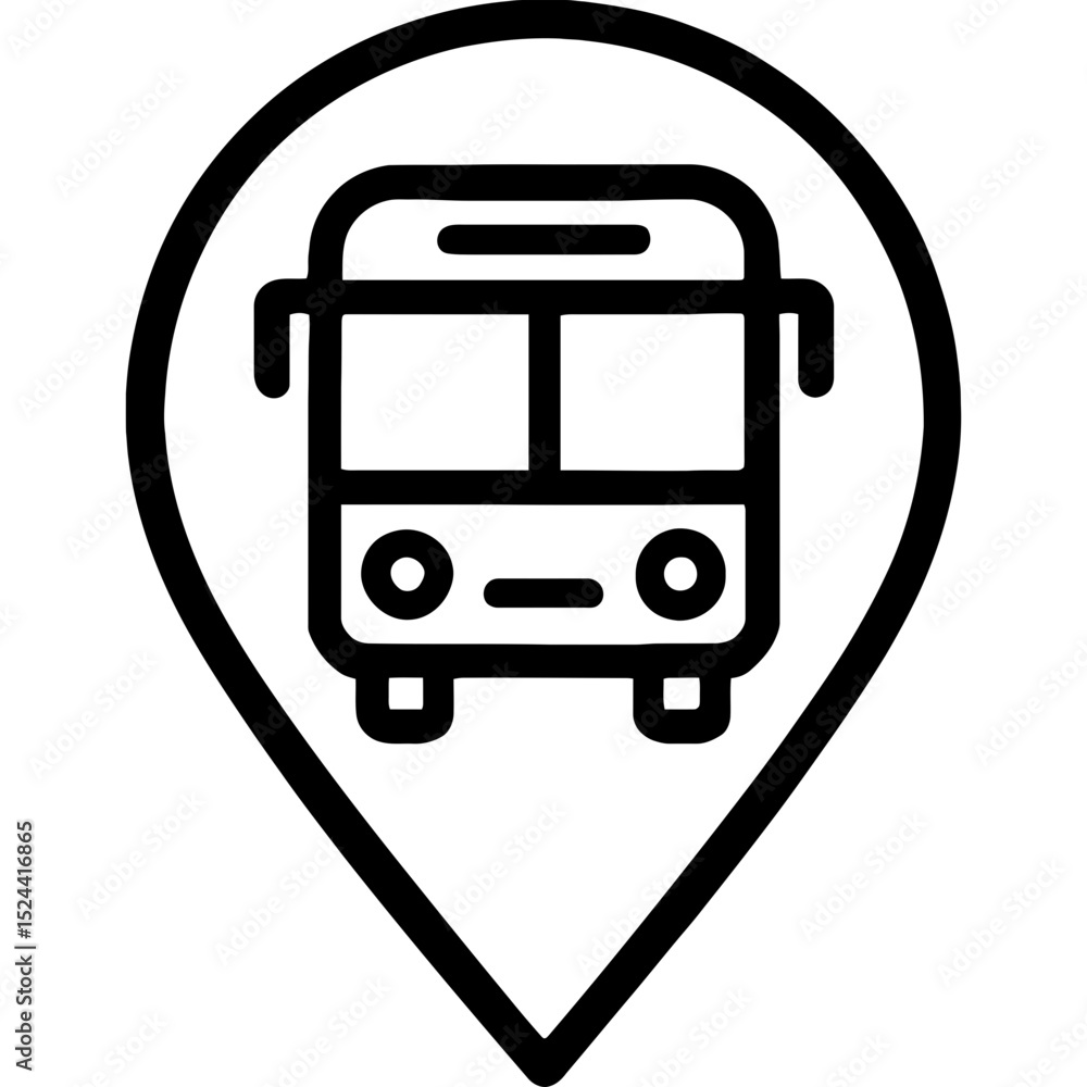Poster minimal location pin with bus icon