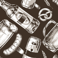 Festive beer mugs and snacks design
