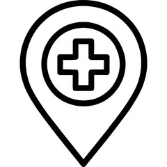 Obraz premium Vector icon of location pin with hospital cross