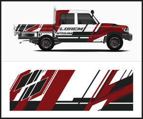 Red and White Abstract Truck Wrap Design Template