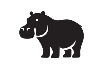 Fototapeta premium Hippopotamus icon silhouette on white background. (4)