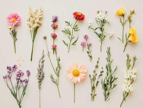 high resolution image of summer floral element collection