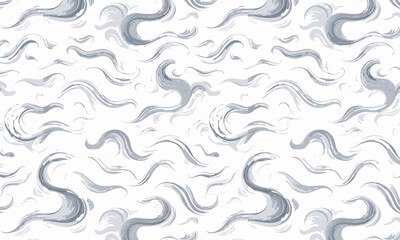 Elegant Hand-Drawn Wavy Hair Seamless Pattern