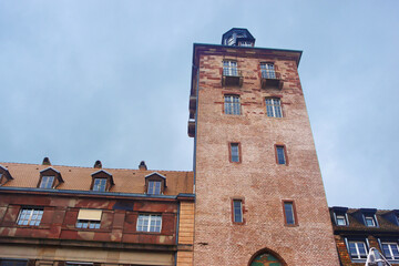 Tower of Strasbourg civil hospital. University hospital in Strasbourg, France