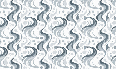 Modern Abstract Wavy Lines and Dots Seamless Pattern