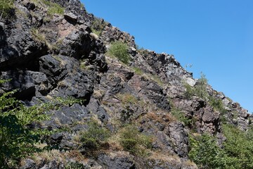 Rock formation steep jagged cliffs