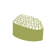 Original illustration of sushi surimi, Japanese food, hand-drawn with ink. Sushi drawings, Japanese dish