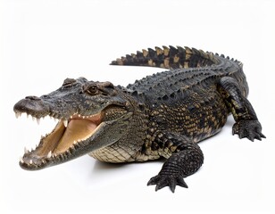 Fototapeta premium Wild crocodile or alligator over white background