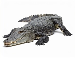 Obraz premium Wild crocodile or alligator over white background