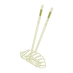 Original illustration of sushi surimi, Japanese food, hand-drawn with ink. Sushi drawings, Japanese dish