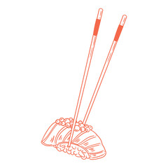 Original illustration of sushi surimi, Japanese food, hand-drawn with ink. Sushi drawings, Japanese dish