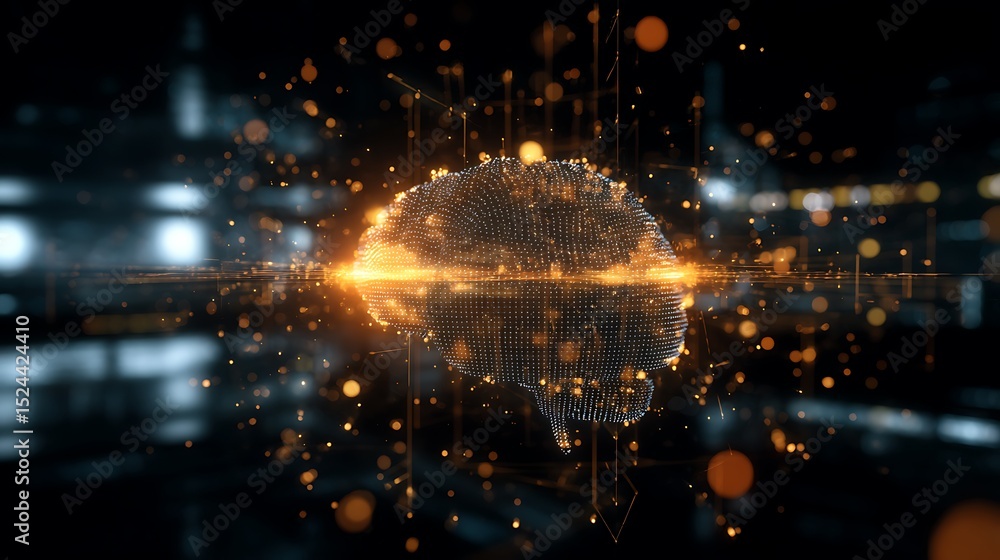 Poster abstract brain with digital connection network