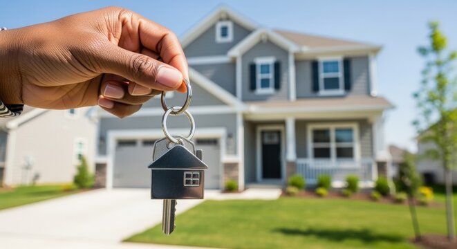 Hand is holding house keys