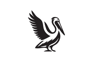 Fototapeta premium Pelican icon silhouette on white background .