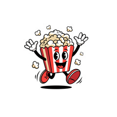 a illustration of cartoon popcorn mascot character