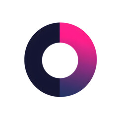 A colorful circle with a black and pink center. The circle is divided into two sections, one of which is black and the other is pink