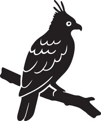 Bird perched on a branch silhouette drawing, Tree bird sitting elegant black design