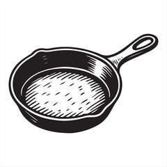 Hand-drawn Cast Iron Skillet for Culinary Use