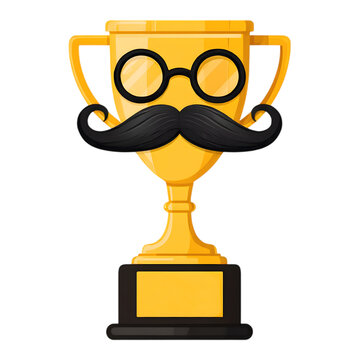 Yellow and black trophy with glasses and mustache for a fun and playful Father&rsquo;s Day theme