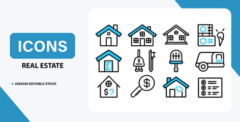 Real Estate Icons A Comprehensive Set of Home, Property, and Finance Symbols