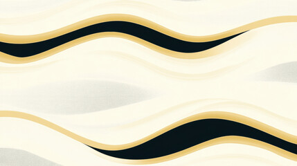 Abstract seamless pattern with wavy lines in black, beige, and cream tones, creating modern and elegant design. flowing brushstroke style adds dynamic and artistic touch