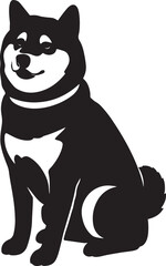 Shiba inu silhouette elegant design, Japanese dog breed in clean black style